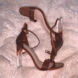 Brown heeled sandals